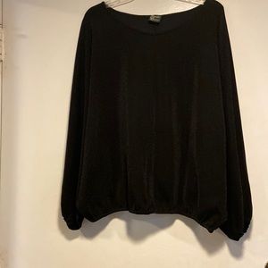 Esmerelda Creations top- jet black, fully lined body, fan sleeves.